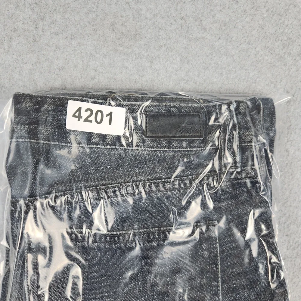Ecko Unltd 714 Straight Fit Jeans Mens 32x32 Black Denim Whiskered Streetwear